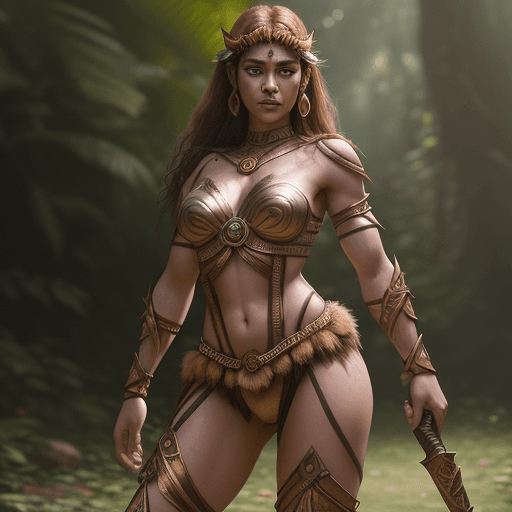AI generated: female dressed as amazon warrior, (((full body visible))), looking at viewer, portrait, photography,...
