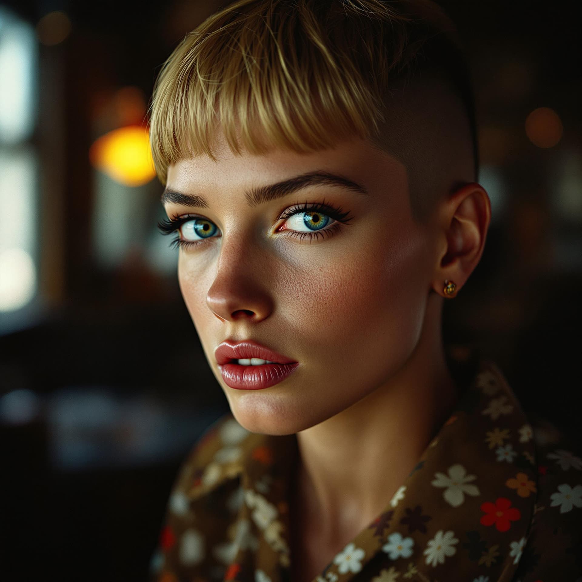 AI generated: ellemacpherson a close up portrait photo of 26 y.o woman, Sassy Undercut Pixie , pale skin, detailed...