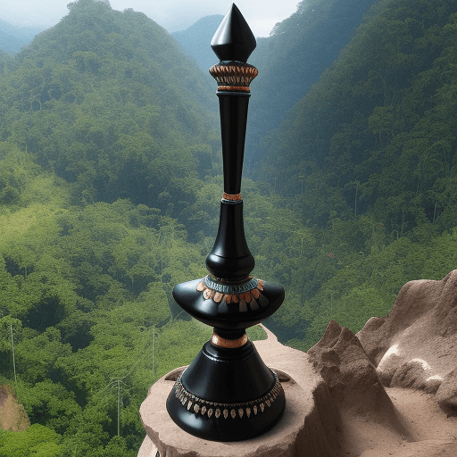 AI generated: Keris, bilah berkelok-kelok seperti ular, bentuk yang sangat indah, besi berwarna hitam