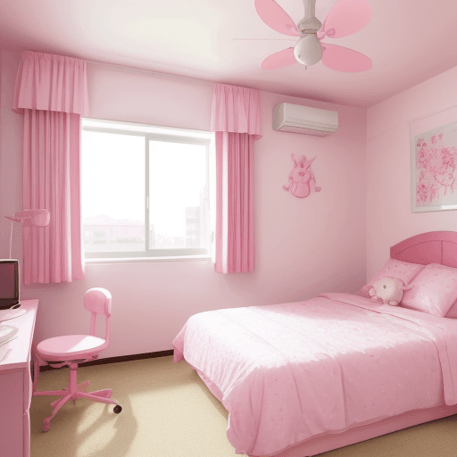 AI generated: room, anime style ,cute, pink