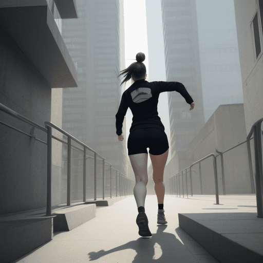 AI generated: 
my wife walking at parkour city
