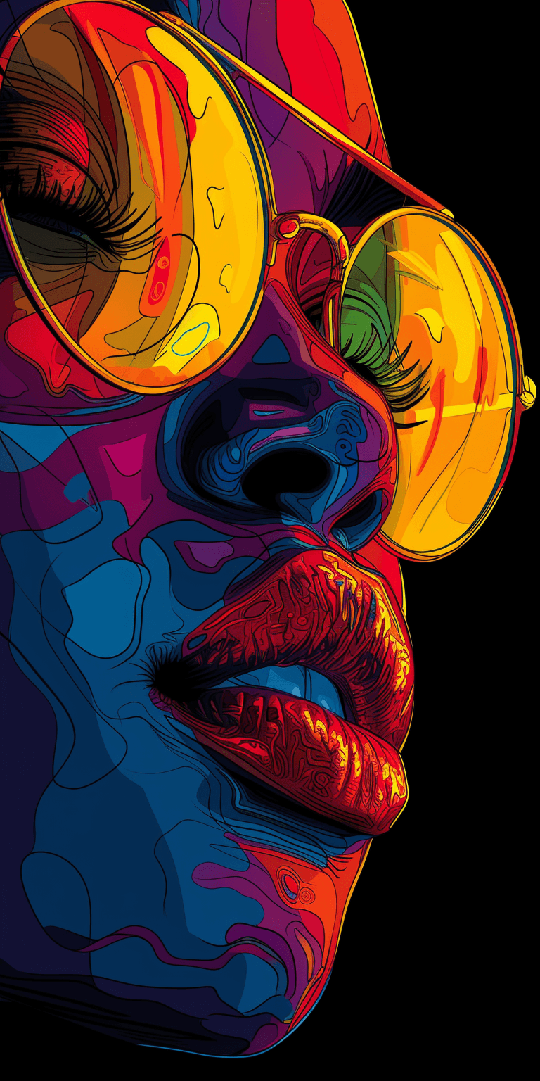 AI generated: Hawaiian artists, modern portrait series of African women in colorful wear, in the style of aggressi...