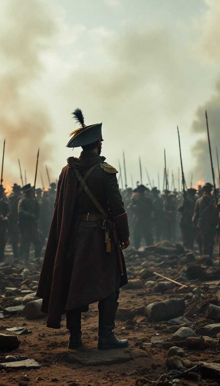 AI generated: venezuelan Soldier   standing motionless   soldiers sleeping, venezuelan independence in epic battle...