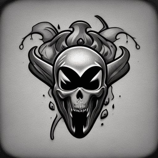 AI generated: logo icon of cartoon scary ghost, graffiti, tattoo, black and white, vector logo, sticker, black and...