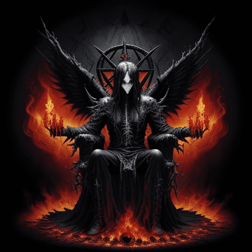 AI generated: Black metal album, where a demon in hell sits on a burning throne, collecting the souls of sinners i...