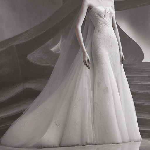 AI generated: Latest wedding dresses are made from the latest trends featuring Chantilly elegance with the contemp...