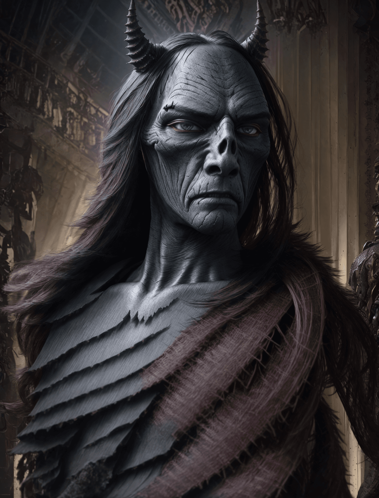 AI generated: <lora:raf01:1> a man, Death, full battle gear, monster horse, horror, dark, intricate design and det...