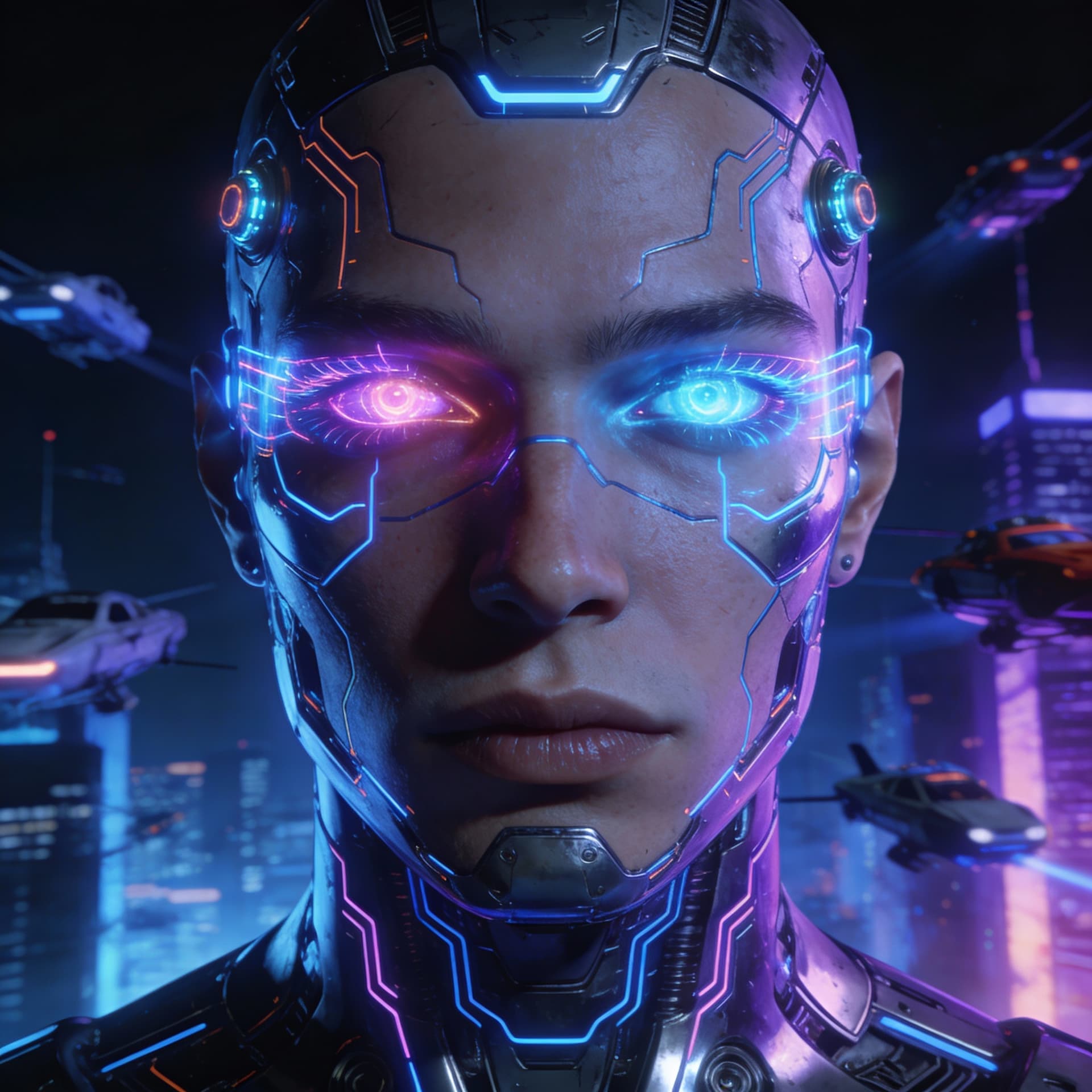 AI generated: 3d, Cyberpunk Face 