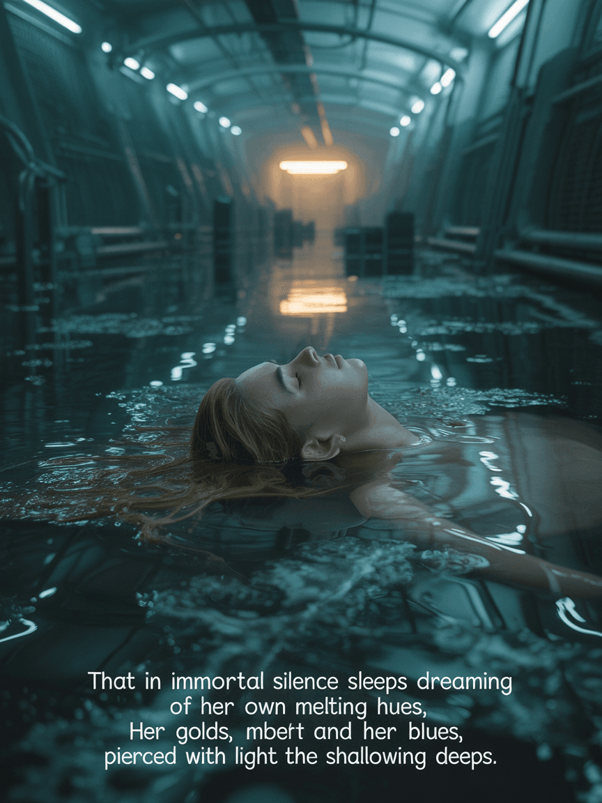 AI generated: Create an emotional dramatic dystopian image featuring a scene from the poem Usheen. That in immorta...