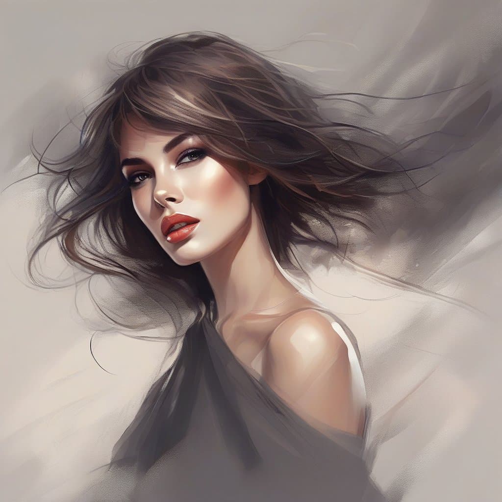 AI generated: photo of a gorgeous woman, eyeshadow, lipstick, mascara, long_eyelashes, smoky makeup, (best makeup)...