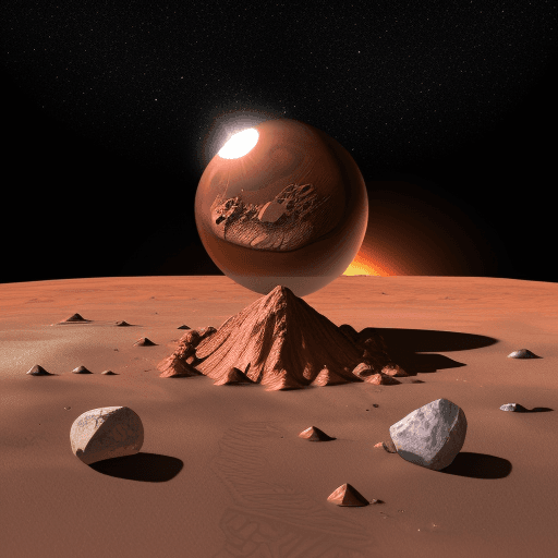 AI generated: Hiper realistic Mars explosion with gems
