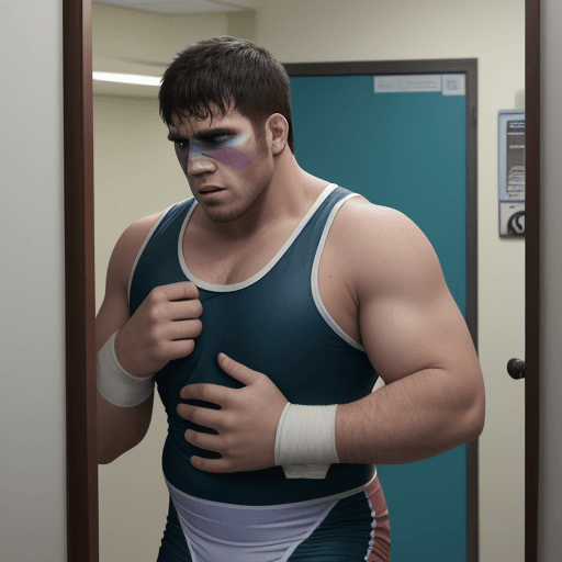 AI generated: A wrestler going to the doctor with neck pain 
