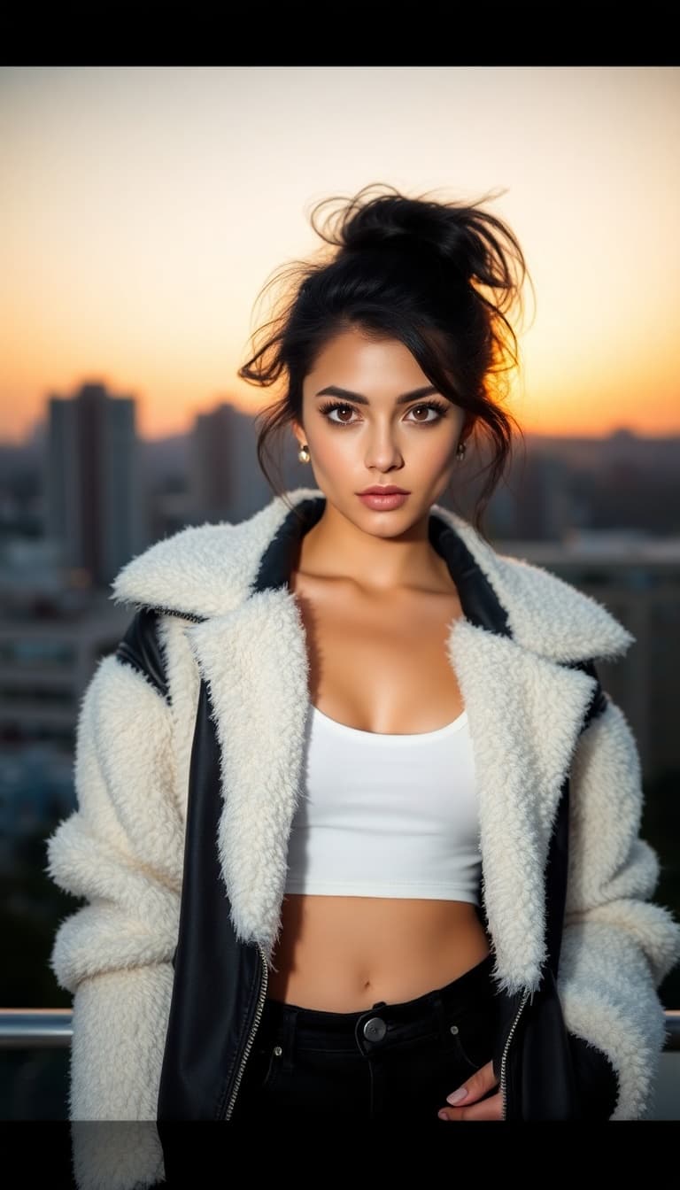 AI generated: "Image is a high resolution, Full-body vertical portrait photograph, soft warm light, film-like comp...