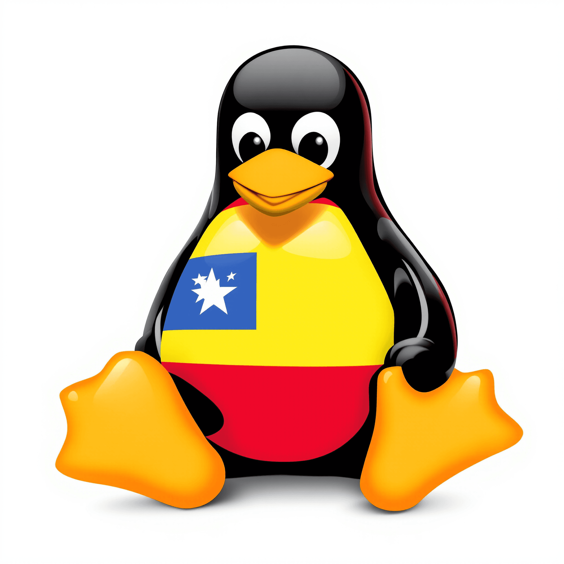 AI generated: linux tux with flag of Catalonia on the belly without any effect and white background