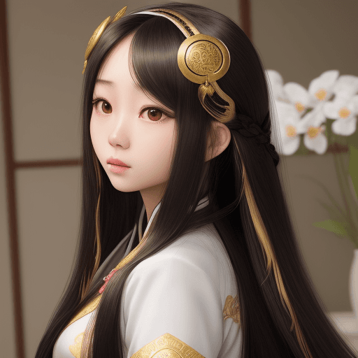 AI generated: Goddess  young asian pure face long hair