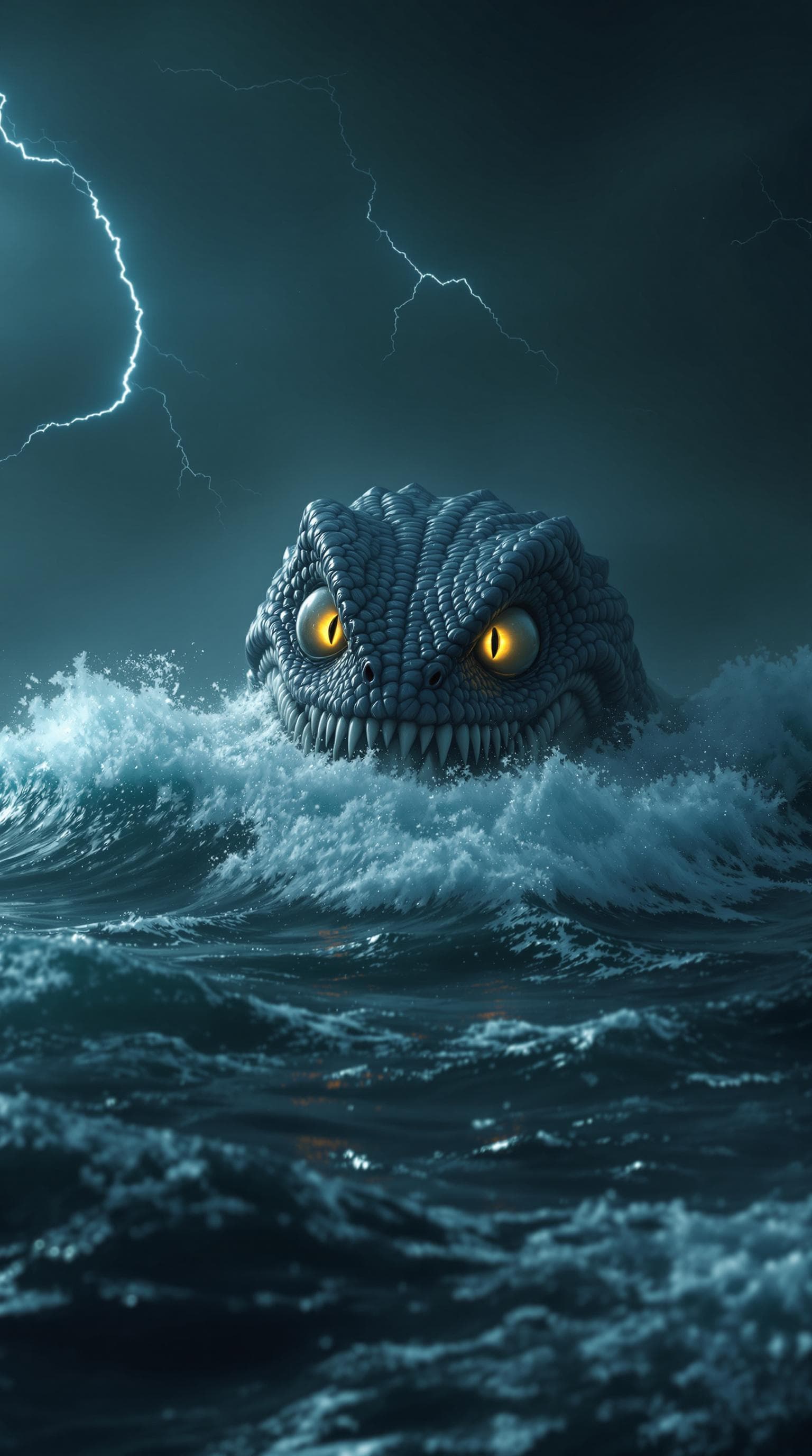 AI generated: cinematic SHOT: 
OPEN OCEAN. LARGE KRAKEN sea monster EMERGING FROM THE OCEAN DEPTHS WITH ITS LARGE ...