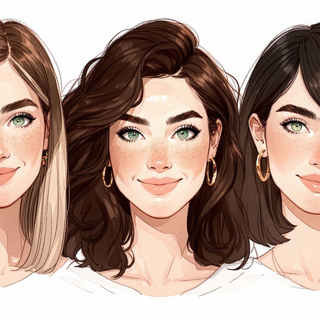 AI generated: Generates an illustration style image of four friends in their 30s;
1. Light brown hair with lots of...