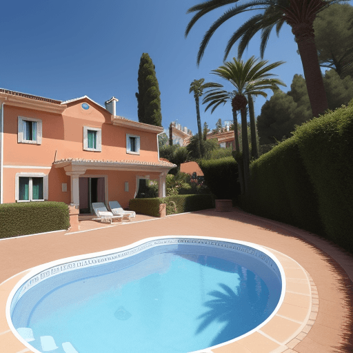 AI generated: A big villa in Lloret de Mar with a wildlife friendly garden 