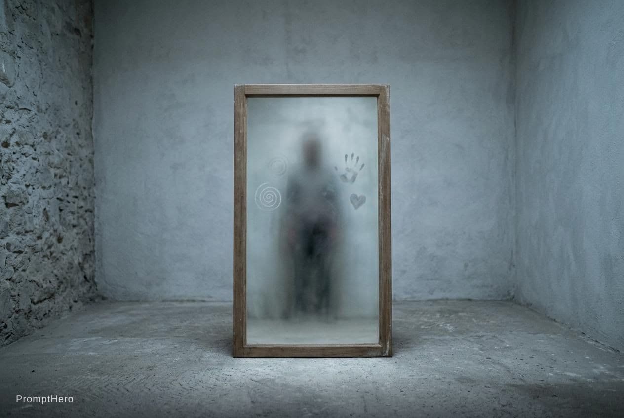 AI generated: A quiet room, no windows, no doors. In the center, a mirror – not old, not new. The reflection is no...