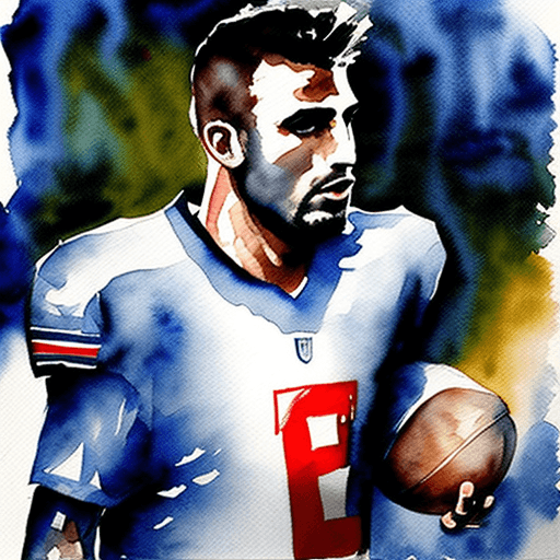 AI generated: Watercolor painting of Robert BaggioItalian football star,dark background, dim backlight