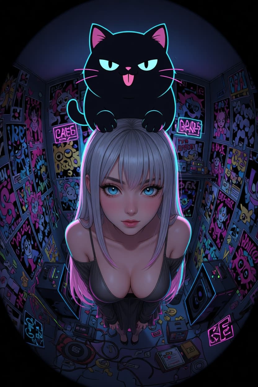 AI generated: Create a stylized anime-style illustration using the person in [image], featuring a character leanin...