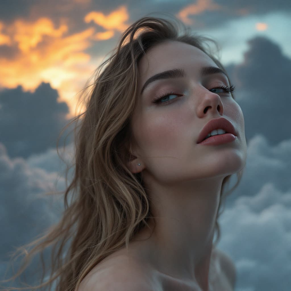 AI generated: High resolution photography interior design, "A seductive and charming Russian girl, with her no del...