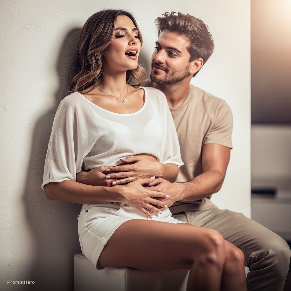 AI generated: Cover for an Italo-Romantic-Soft-Pop Song from 2010. Duet. Hyperrealistic (no text). deep cleavage. ...