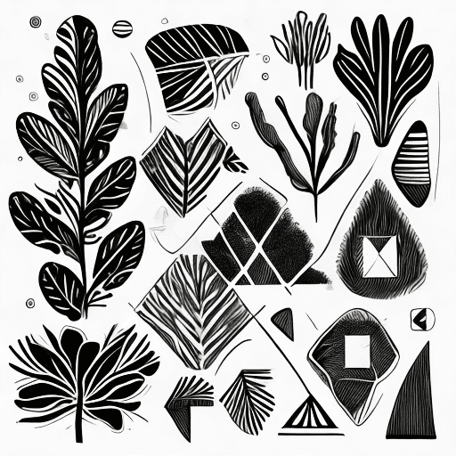 AI generated: Design templates with hand drawn abstract shapes and plant motif