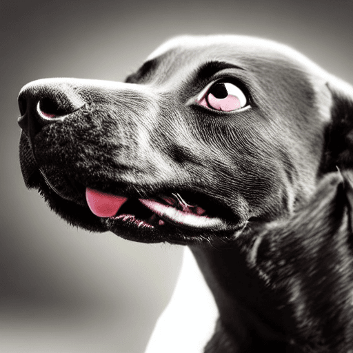 AI generated: Pixar style black puppy with white chest and wearing red collar, swet eyes, 4k, 8k, unreal engine, o...