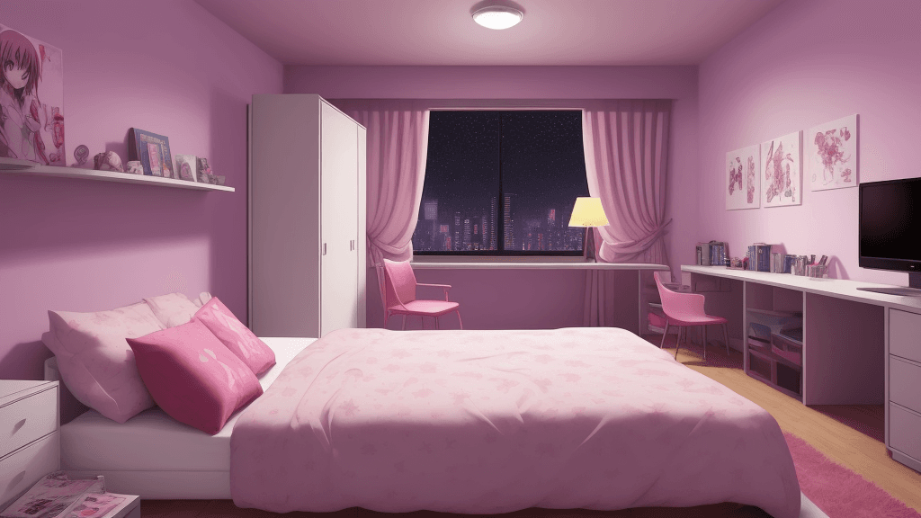 AI generated: room, anime style, night