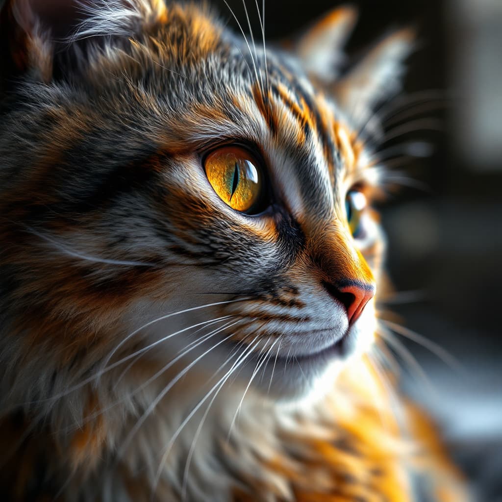 AI generated: abstarct image of cat's face, photorealistic concept art, soft natural volumetric cinematic perfect ...