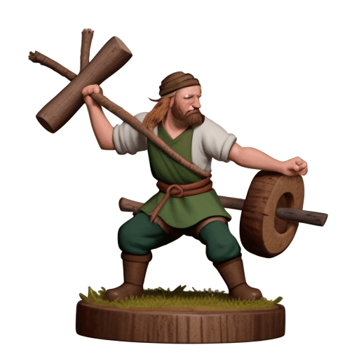 AI generated: peasant logger dnd on white background
