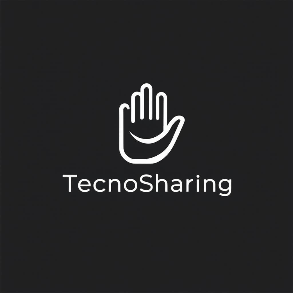 AI generated: A modern and professional logo for 'TecnoSharing', featuring an icon of a hand symbol, representing ...