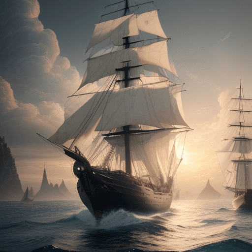 AI generated: Photo of a ultra realistic sailing ship, dramatic light, pale sunrise, cinematic lighting, battered,...
