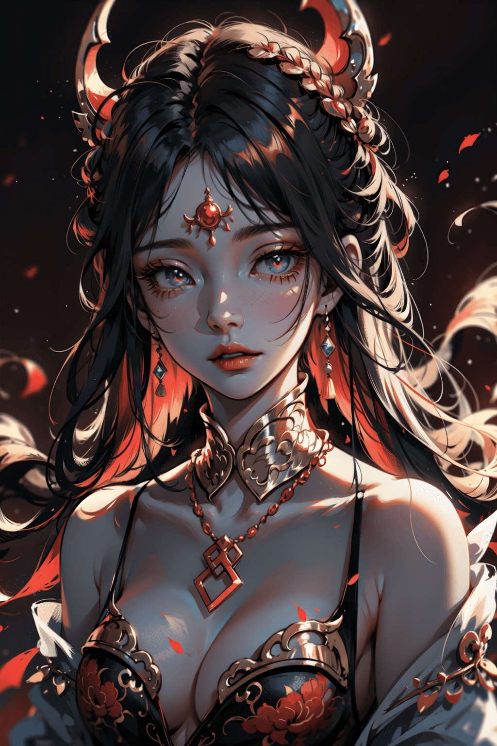 AI generated: ((cinematic light)), hyper detail, dramatic light, intricate details,(unreal goddess, chinese god ne...