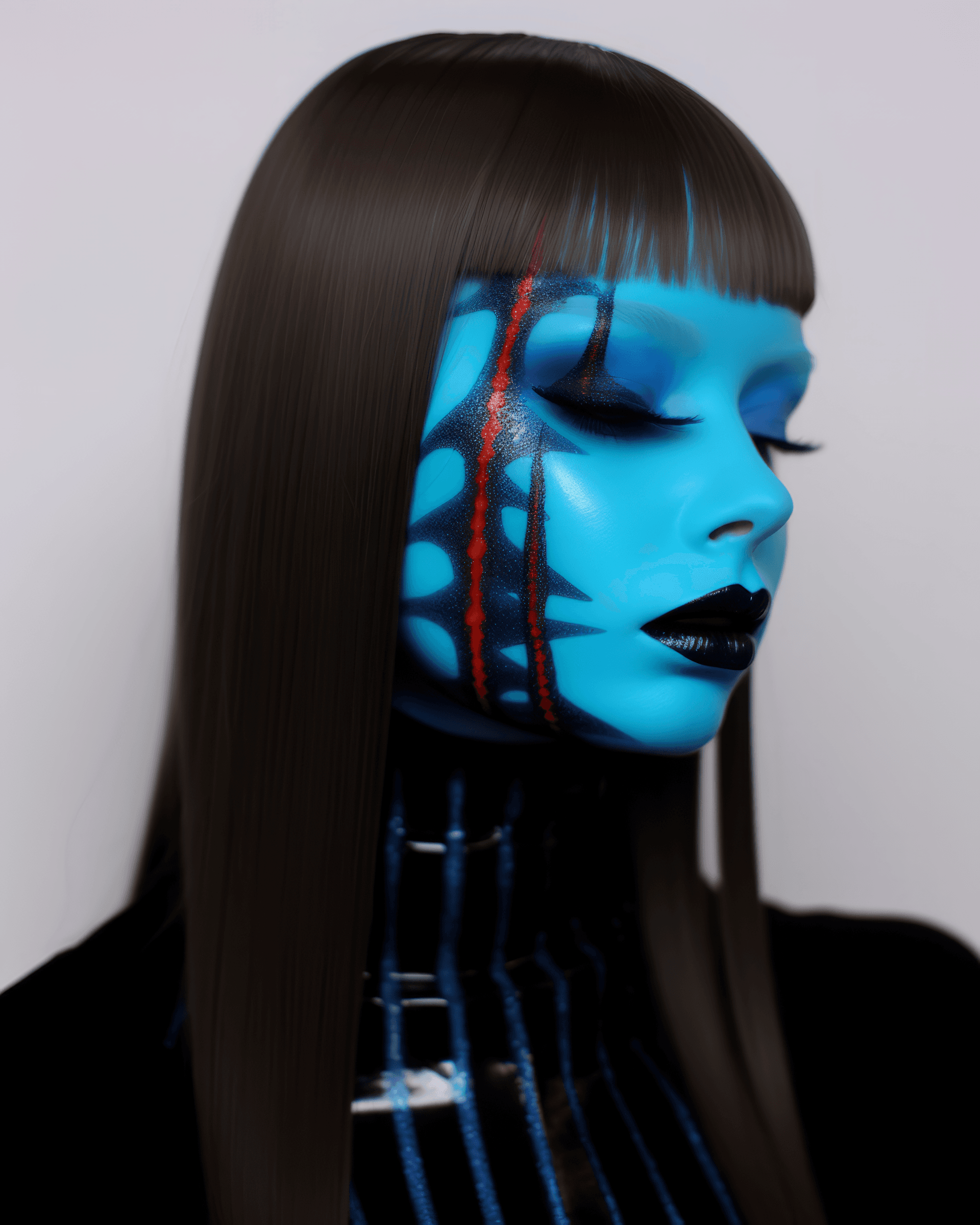 AI generated: hylno makeup, lips and lip art, in the style of ominous, gothcore, nikita veprikov, berrypunk, fang ...