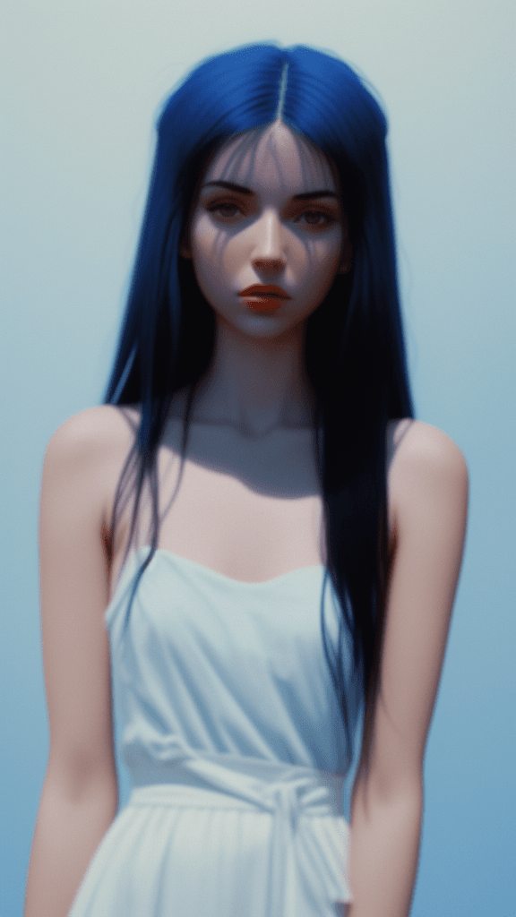 AI generated: 
35mm film minimal dream aesthetic blue and orange flawless female art