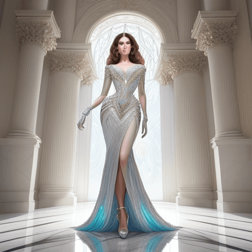 AI generated: masterpiece, gorgeous full body portrait of a stylish lady in outfit of crystals boucheron stunning ...