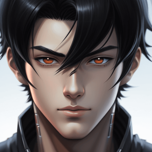 AI generated: perfect anime quality, digital painting, 64k, perfect face, anime male, robot, black hair
