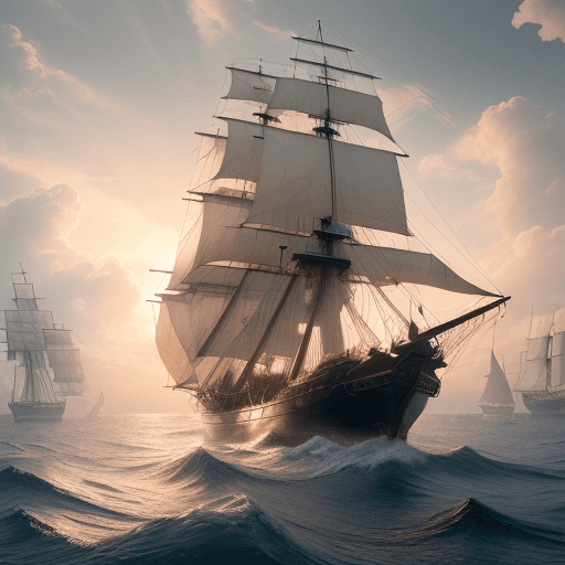 AI generated: Photo of a ultra realistic sailing ship, dramatic light, pale sunrise, cinematic lighting, battered,...