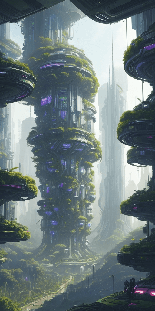 AI generated: a view of a city with a lot of trees and bushes, garden, beautiful city of the future, future city, ...