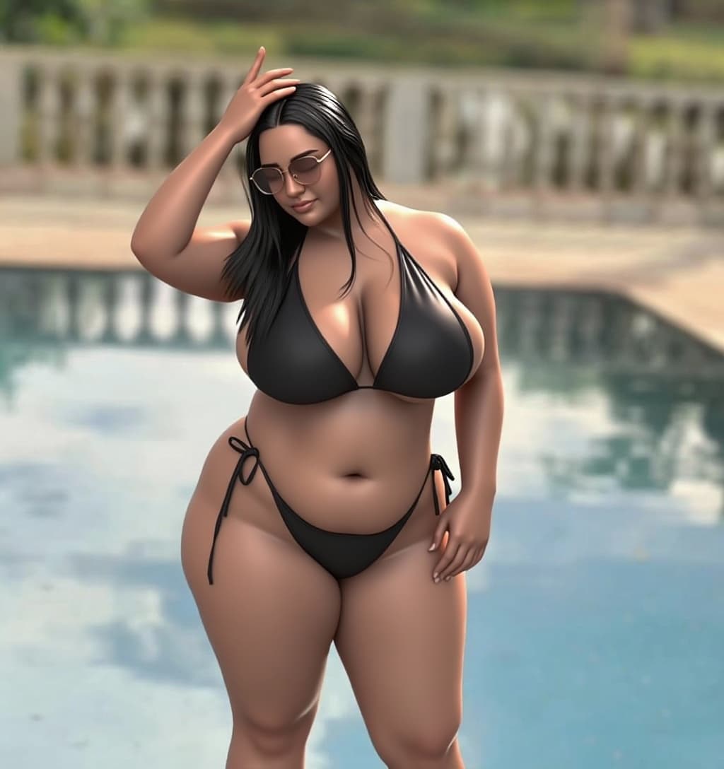 AI generated: (breathtaking latin fat woman), voluptuous, (big ass), (anus:1.15), (detailed face), brunette, (ligh...