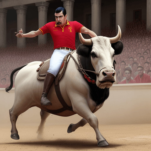 AI generated: Spanish bull killing Pedro Sanchez.