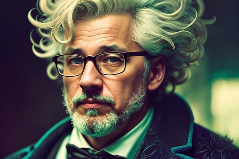 AI generated: crazy professor, (style of Kim Keever), Hand drawn, atmospheric 4k ultra detailed, cinematic sensual...