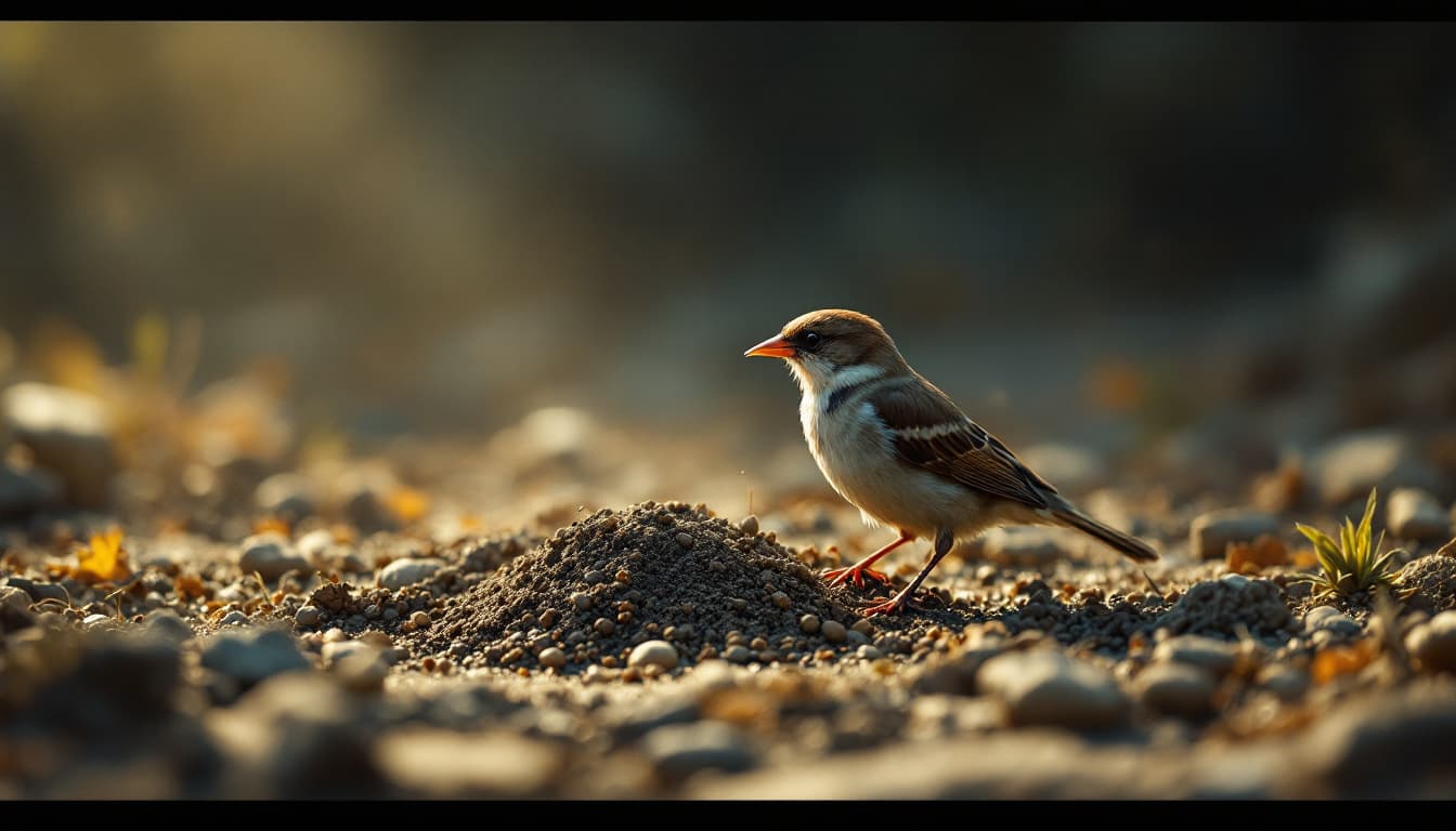AI generated: The sparrow is playing clay (sparrow), (sparrow), (sparrows), (no human), (no female), ((realistic s...