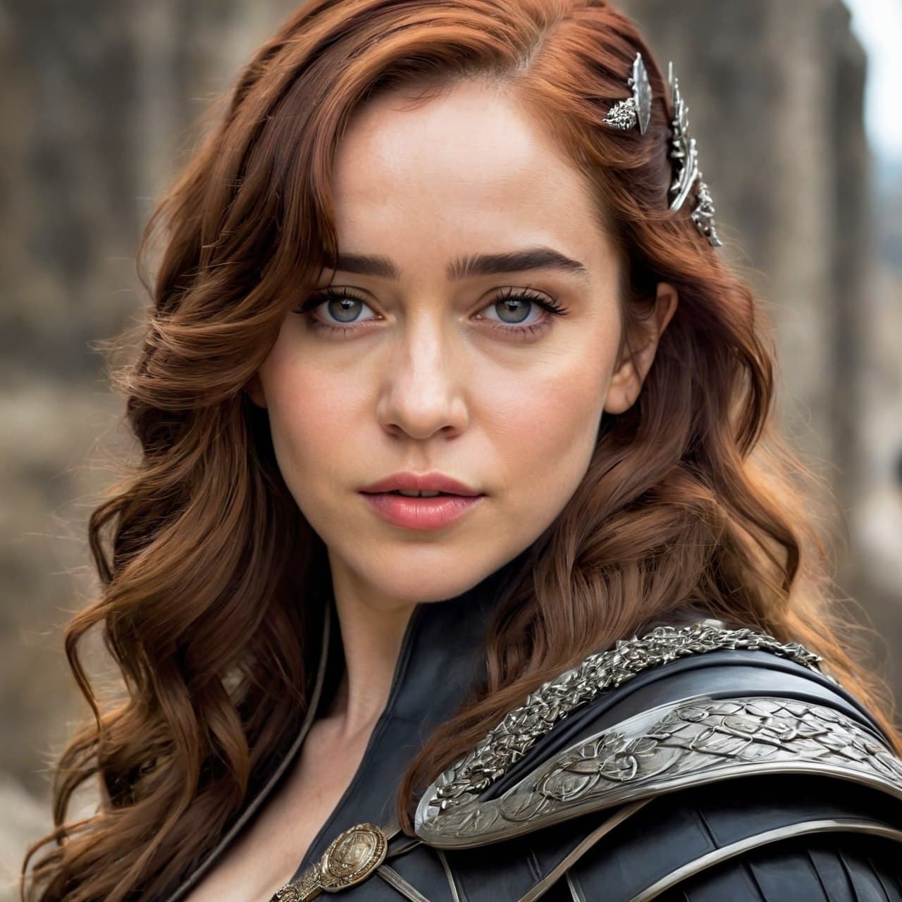 AI generated: portrait Anime as emilia clarke game of thrones girl cute-fine-face, brown-red-hair pretty face, rea...
