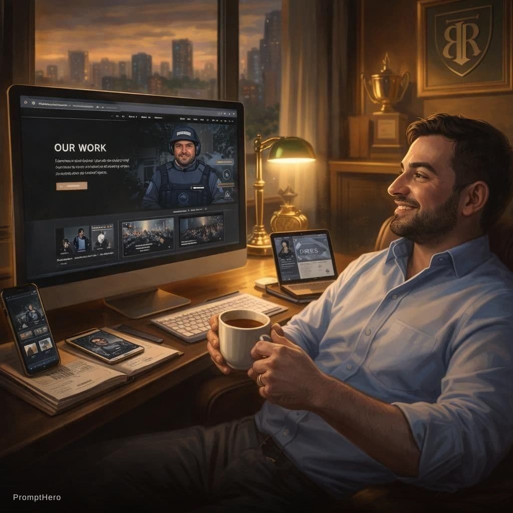 AI generated: A painting-like image of a satisfied client experiencing the benefits of a premium design service. c...