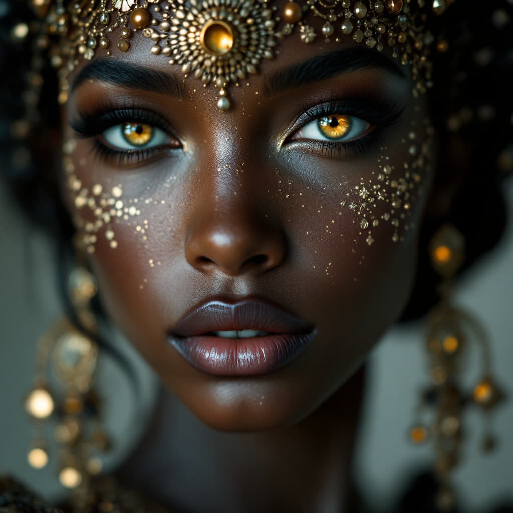 AI generated: The adornment of goddesses is shown in this portrait, in the style of photorealistic fantasies, dark...