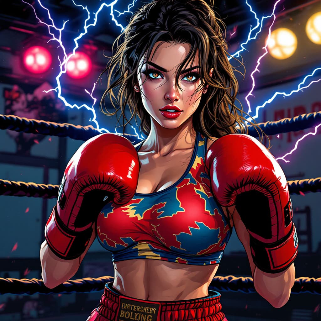 AI generated: digital art, best quality, highly detailed, manga style, solid manga colors, stunning fearcefull box...