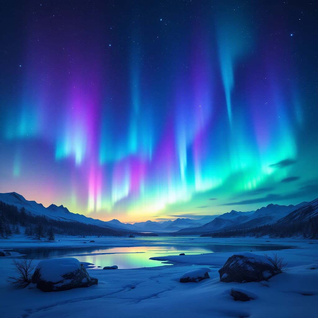 AI generated: COSMIC_NORTHERN LIGHTS
(Example)
Made with DALL E-3
Prompt:
Cosmic Northern Lights: Aurora Borealis,...